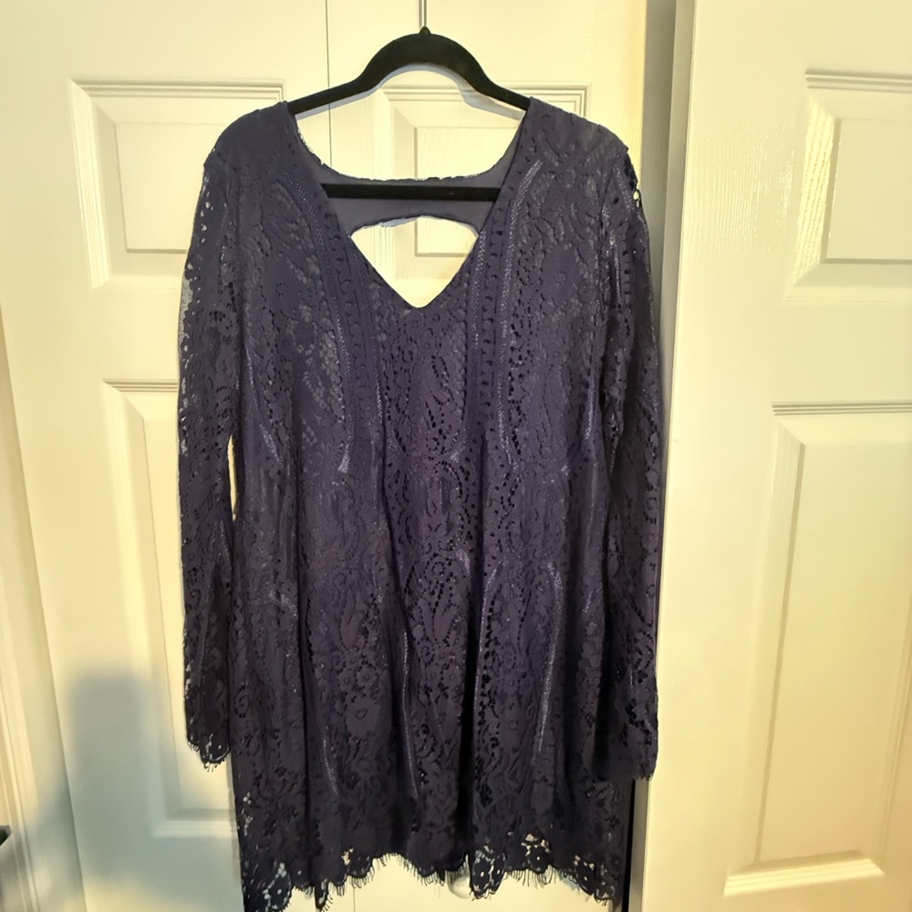 Francesca's Collections Navy Blue Lace Dress